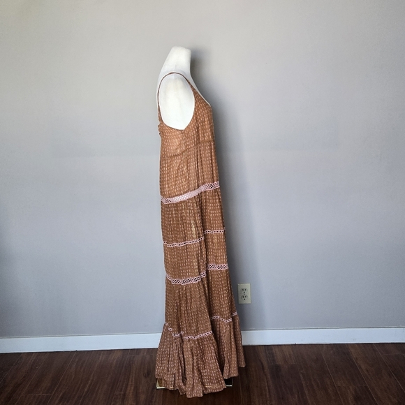 We The Free People Midnight Dance Maxi Dress Rust Combo XS - Picture 11 of 15